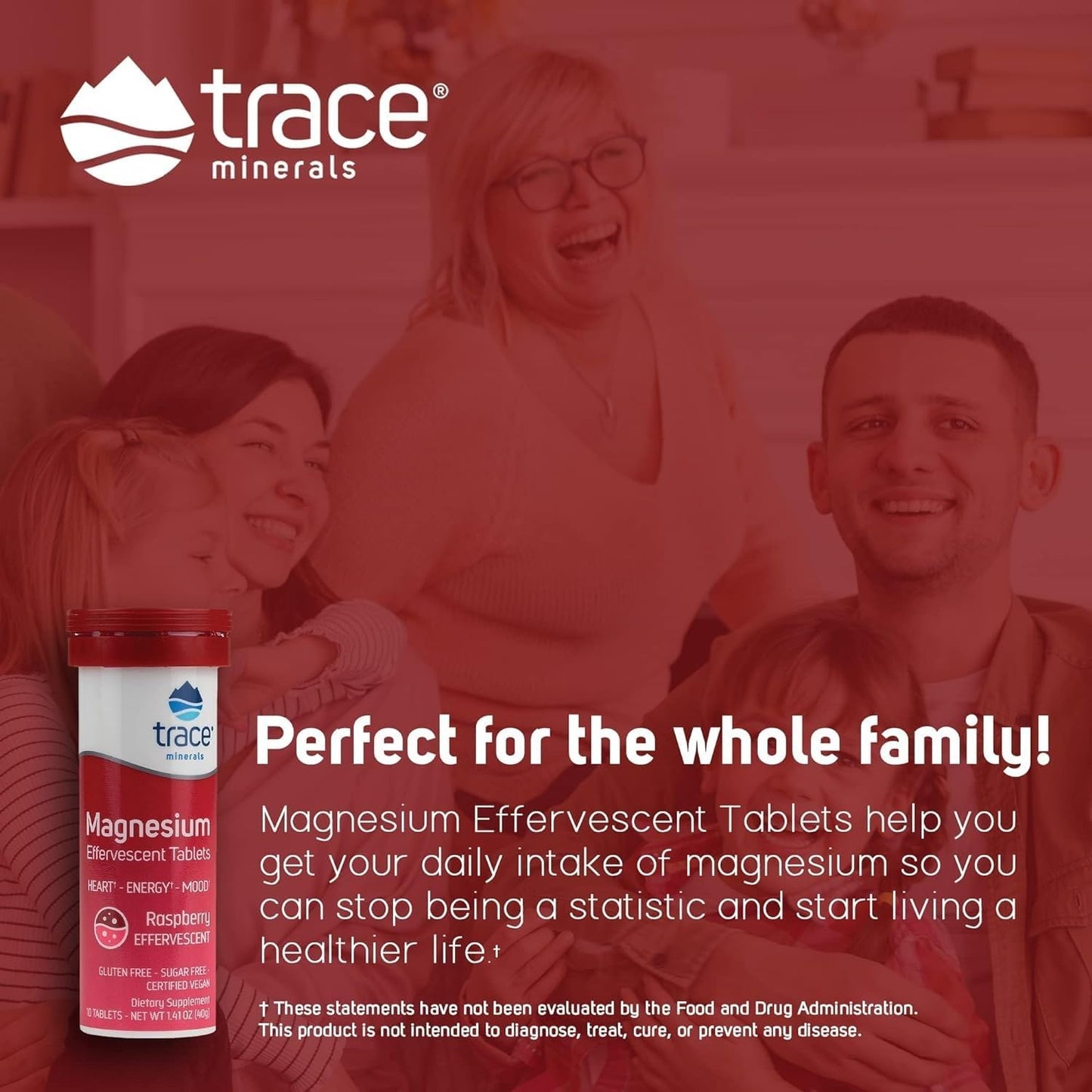 Effervescent Raspberry Magnesium Supplement for Heart Health, Energy, and Sleep - Gluten-Free Trace Minerals - 8 Tubes (80 Servings)