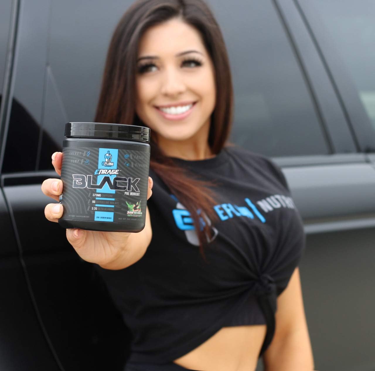 eFlow Nutrition Enrage Black Pre Workout Powder - High Stimulant Supplement for Energy, Pumps, Strength - Sour Mango Flavor - 30 Servings