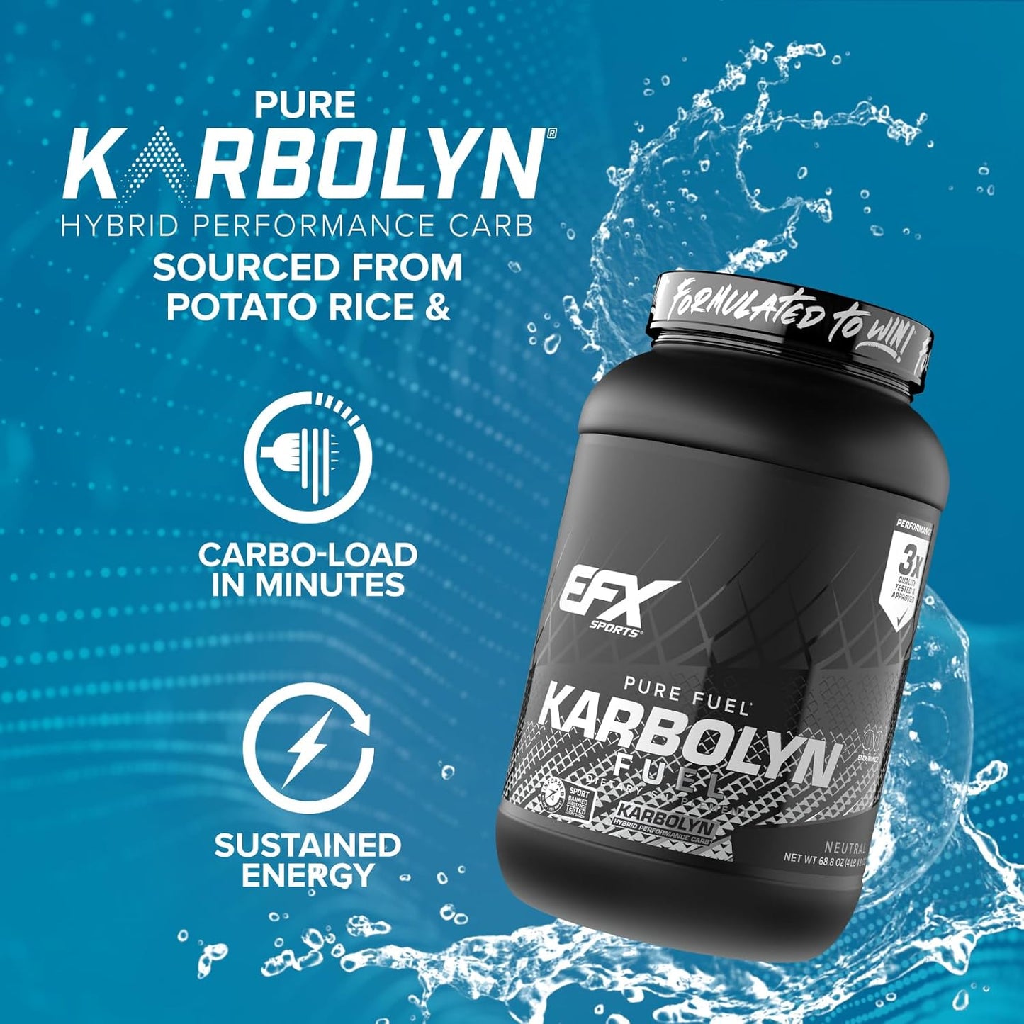 EFX Sports Karbolyn Fuel Carbohydrate Powder - Fast Absorbing, Sustained Energy, Quick Recovery - 39 Servings, Neutral Flavor - BoostGo Australia