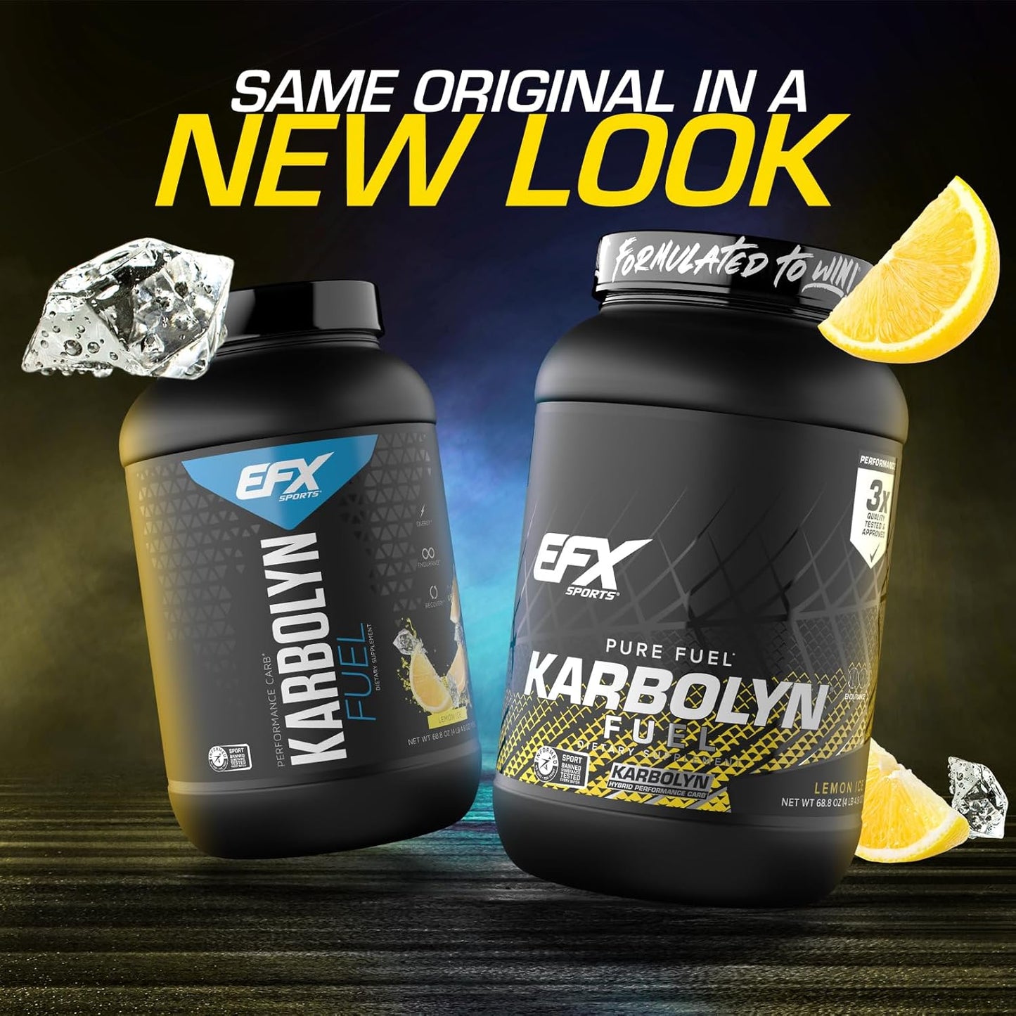 EFX Sports Karbolyn Fuel Lemon Ice Powder - Carb Load for Sustained Energy & Recovery - Stimulant-Free, 36 Servings