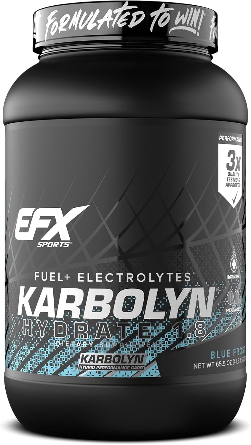 EFX Sports Karbolyn Hydrate Blue Frost - Carbohydrate Powder with Electrolytes for Fuel & Hydration - Stimulant Free Sports Drink Mix, Sugar Free - 66 Servings - BoostGo Australia