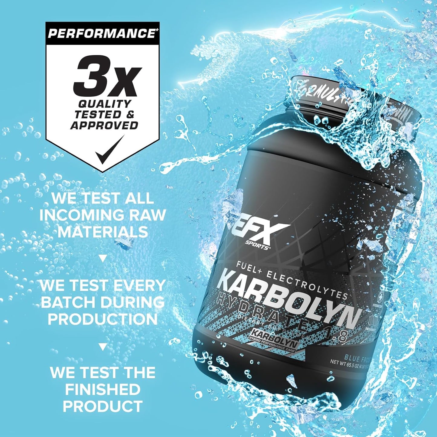 EFX Sports Karbolyn Hydrate Blue Frost - Carbohydrate Powder with Electrolytes for Fuel & Hydration - Stimulant Free Sports Drink Mix, Sugar Free - 66 Servings - BoostGo Australia