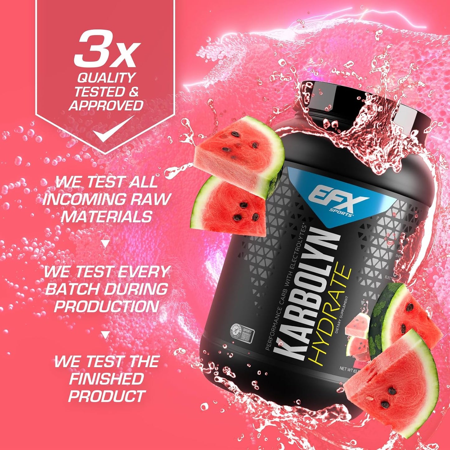 EFX Sports Karbolyn Hydrate Watermelon Wave - Sugar-Free Carbohydrate Powder with Electrolytes for Fuel & Hydration - 66 Servings - BoostGo Australia