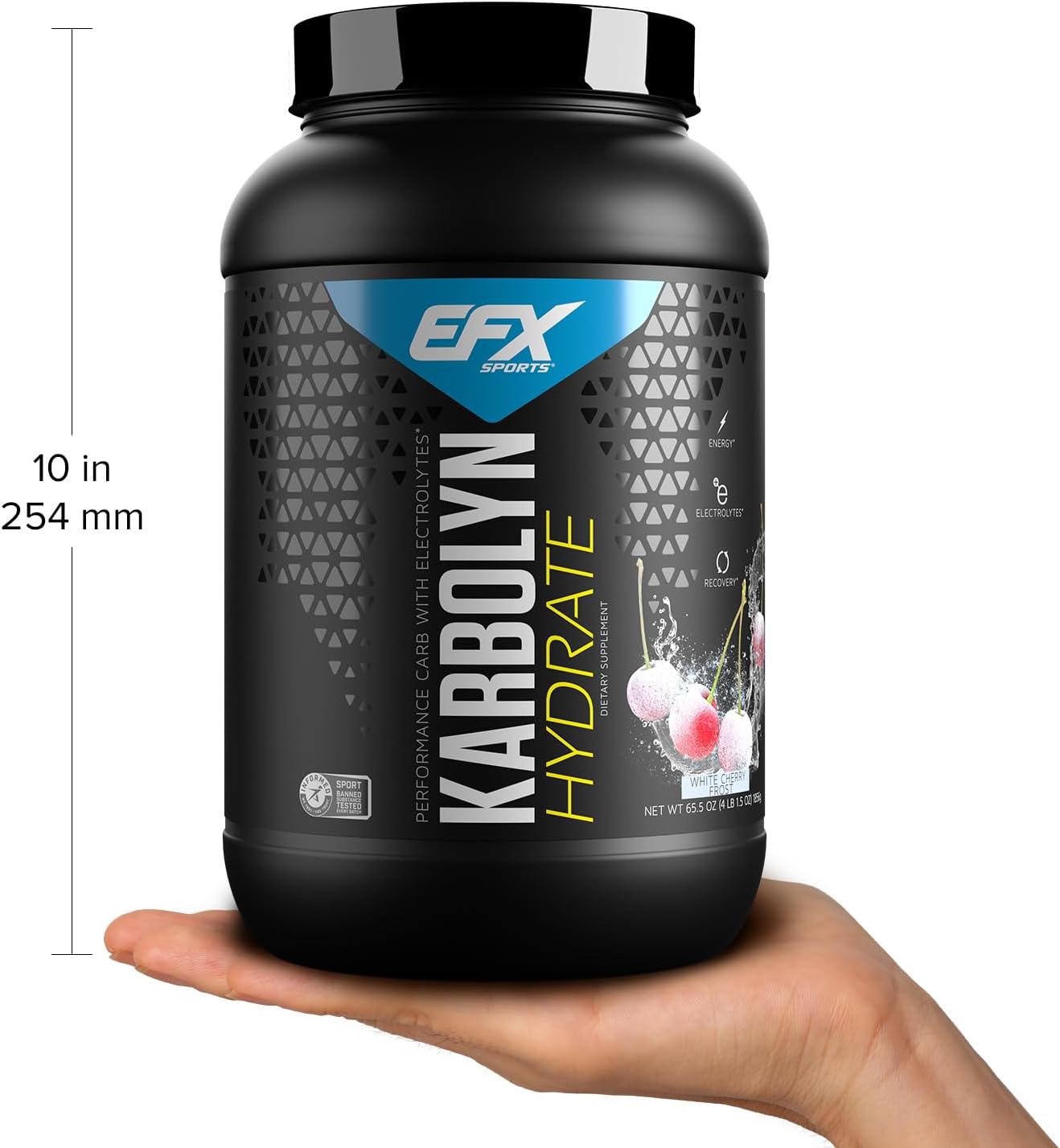EFX Sports Karbolyn Hydrate White Cherry Frost - Carbohydrate Powder with Electrolytes for Fuel & Hydration, Sugar-Free Drink Mix (66 Servings)