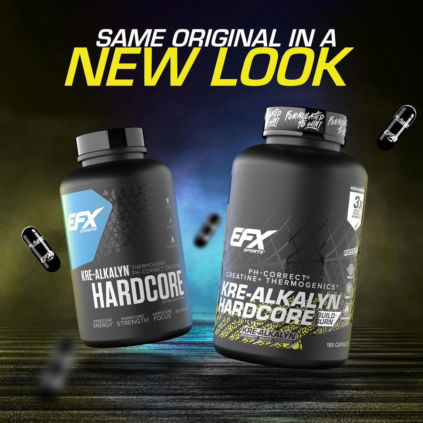 EFX Sports Kre-Alkalyn Hardcore: Thermogenic Creatine Monohydrate Pill for Energy & Strength | Pre Workout Supplement, 60 Servings