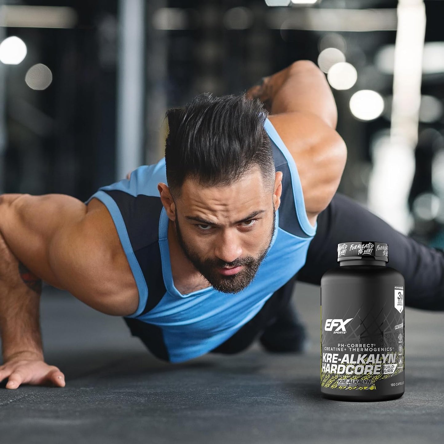 EFX Sports Kre-Alkalyn Hardcore: Thermogenic Creatine Monohydrate Pill for Energy & Strength | Pre Workout Supplement, 60 Servings