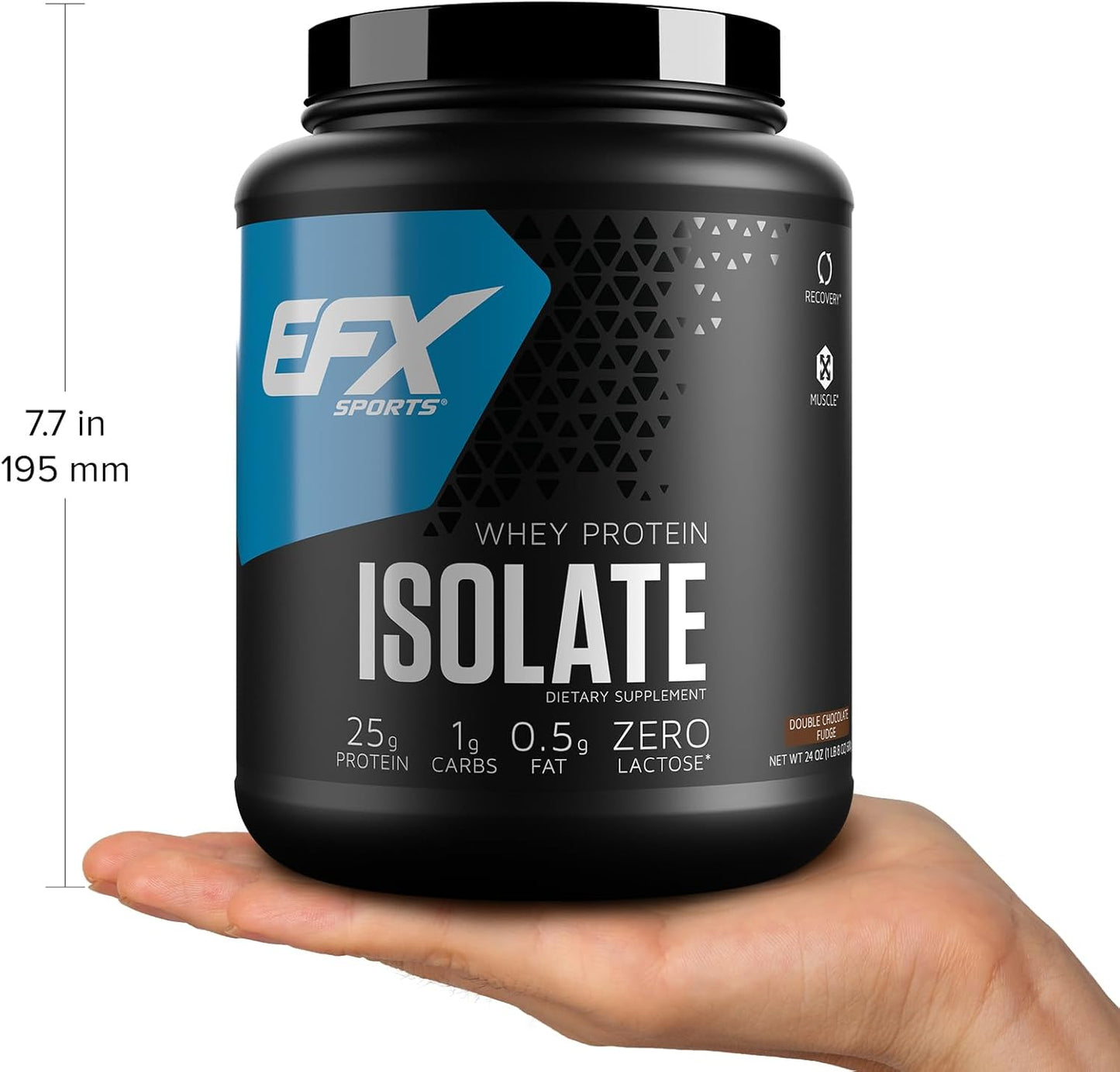 EFX Sports Training Ground Whey Protein Isolate - Double Chocolate Fudge Flavor - 25g Protein - Lactose Free - Low Carb - 22 Servings
