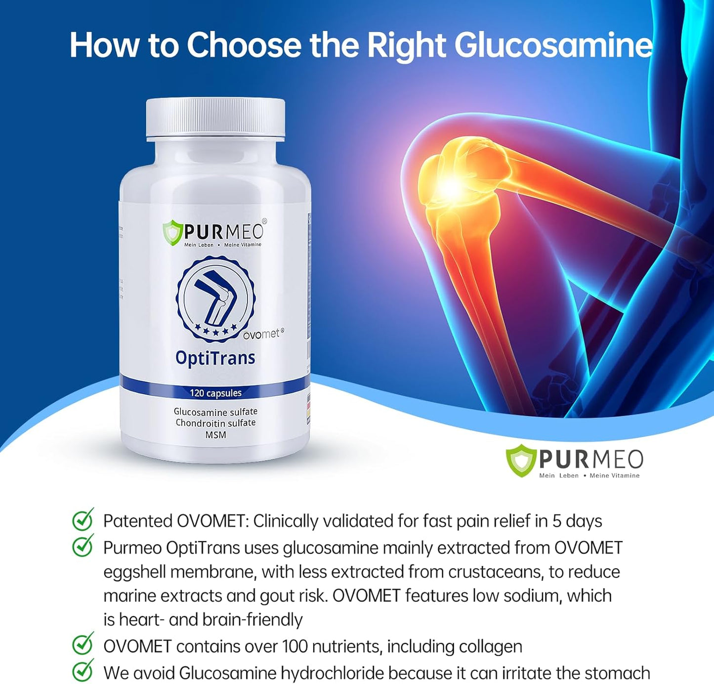 Eggshell Membrane Joint Support Supplement - Reduced Gout Risk, High Absorption, Fast Relief - Glucosamine Chondroitin Sulfate with MSM - 120 ct