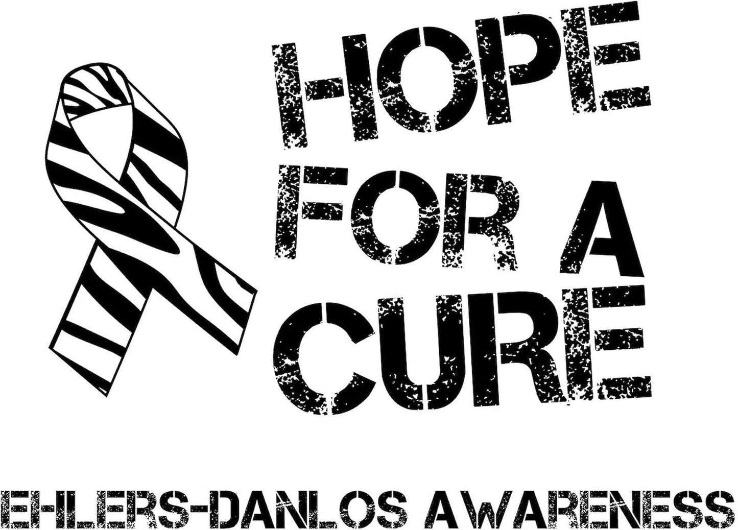 Ehlers Danlos Awareness Zebra Ribbon Square Bumper Sticker - Hope for A Cure