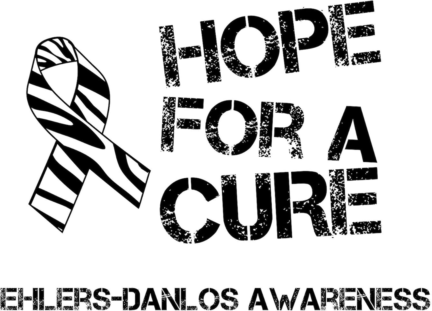 Ehlers Danlos Awareness Zebra Ribbon Square Bumper Sticker - Hope for A Cure