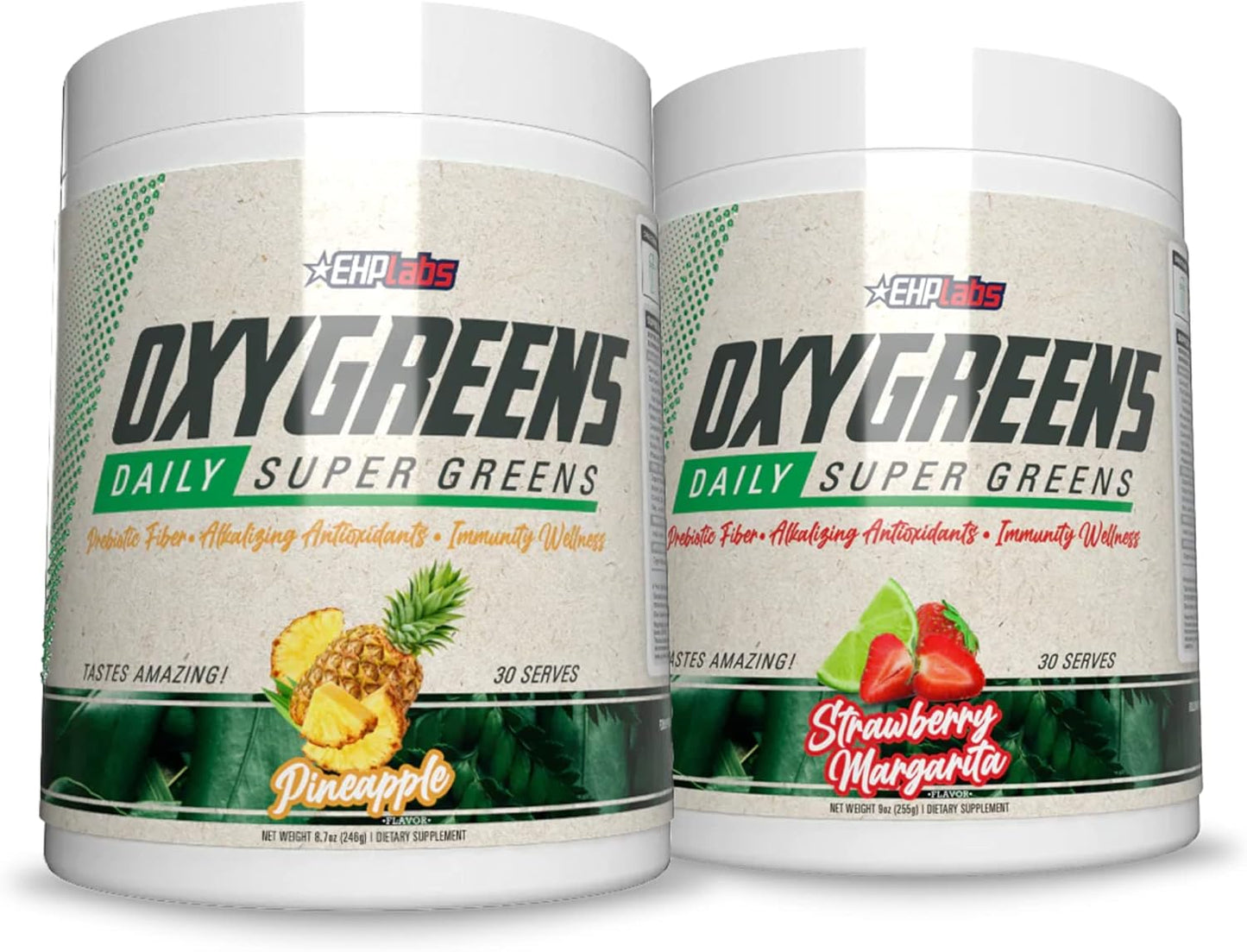 EHP Labs OxyGreens Super Greens Bundle - Spirulina & Chlorella Superfood Powder with Prebiotic Fibre, Antioxidants & Immunity Support - 60 Servings