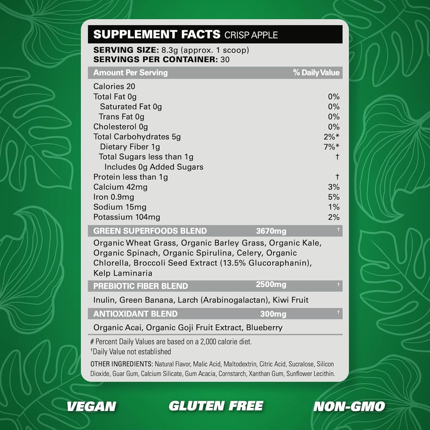 EHP Labs OxyGreens Super Greens Powder - Spirulina & Chlorella Superfood with Prebiotic Fibre, Antioxidants & Immunity Support - 30 Servings