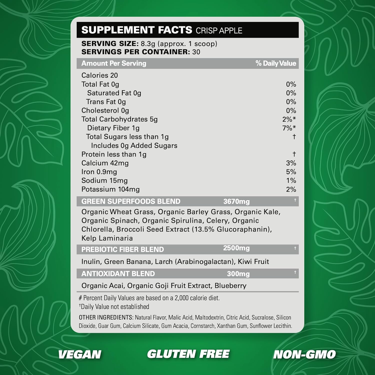 EHP Labs OxyGreens Super Greens Powder - Spirulina & Chlorella Superfood with Prebiotic Fibre, Antioxidants & Immunity Support - 30 Servings
