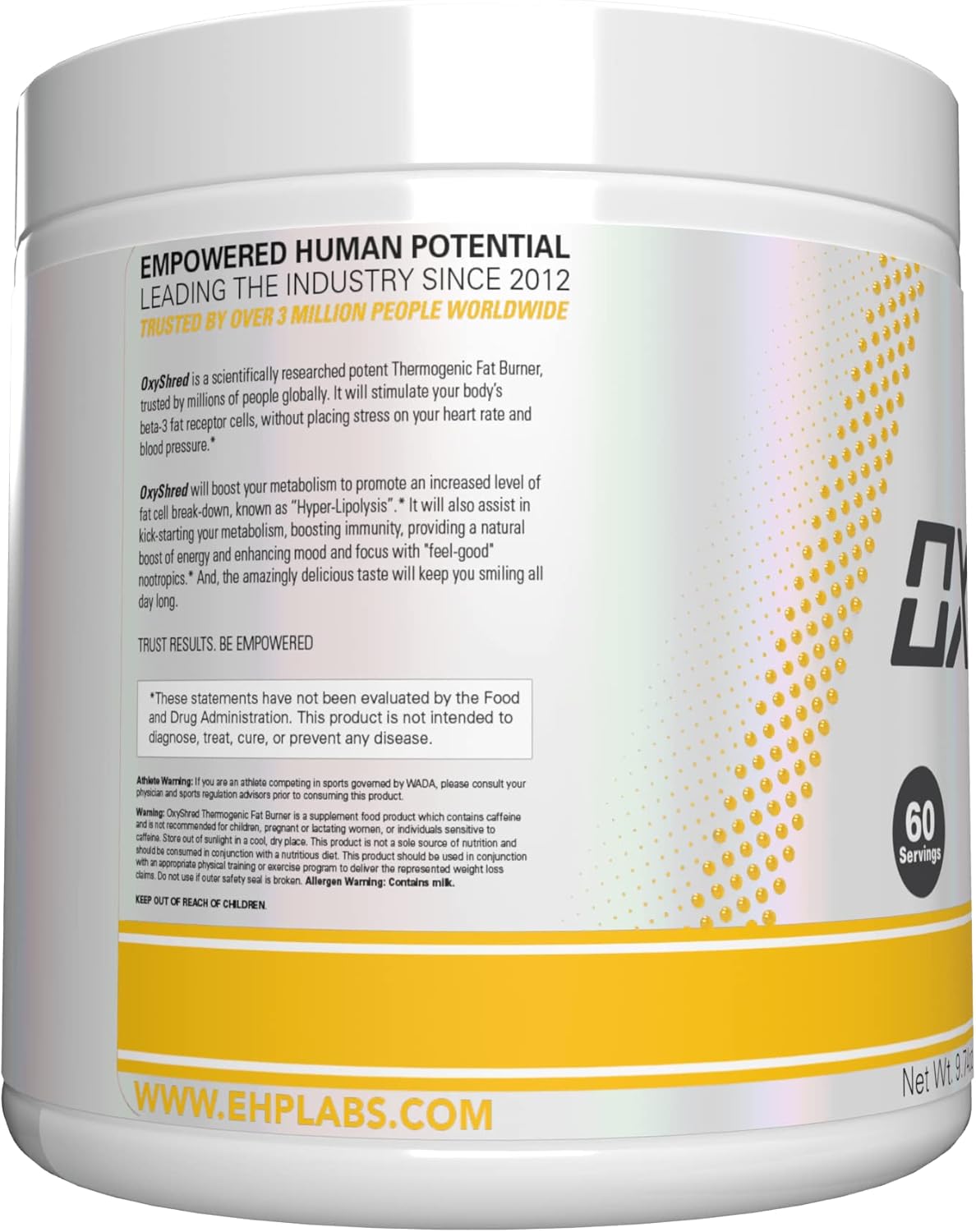 EHP Labs OxyShred Mango Preworkout Powder - Energy Boost Drink with L Glutamine & Acetyl L Carnitine, 60 Servings