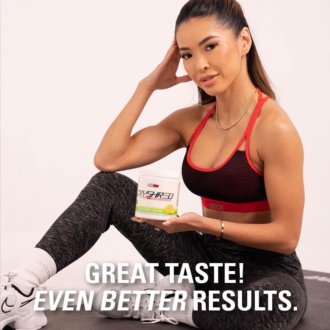 EHP Labs OxyShred Non-Stimulant Pre Workout Powder - Caffeine-Free & Stimulant-Free Formula with L-Glutamine & Acetyl L-Carnitine - Honeydew Melon Flavor, 60 Servings