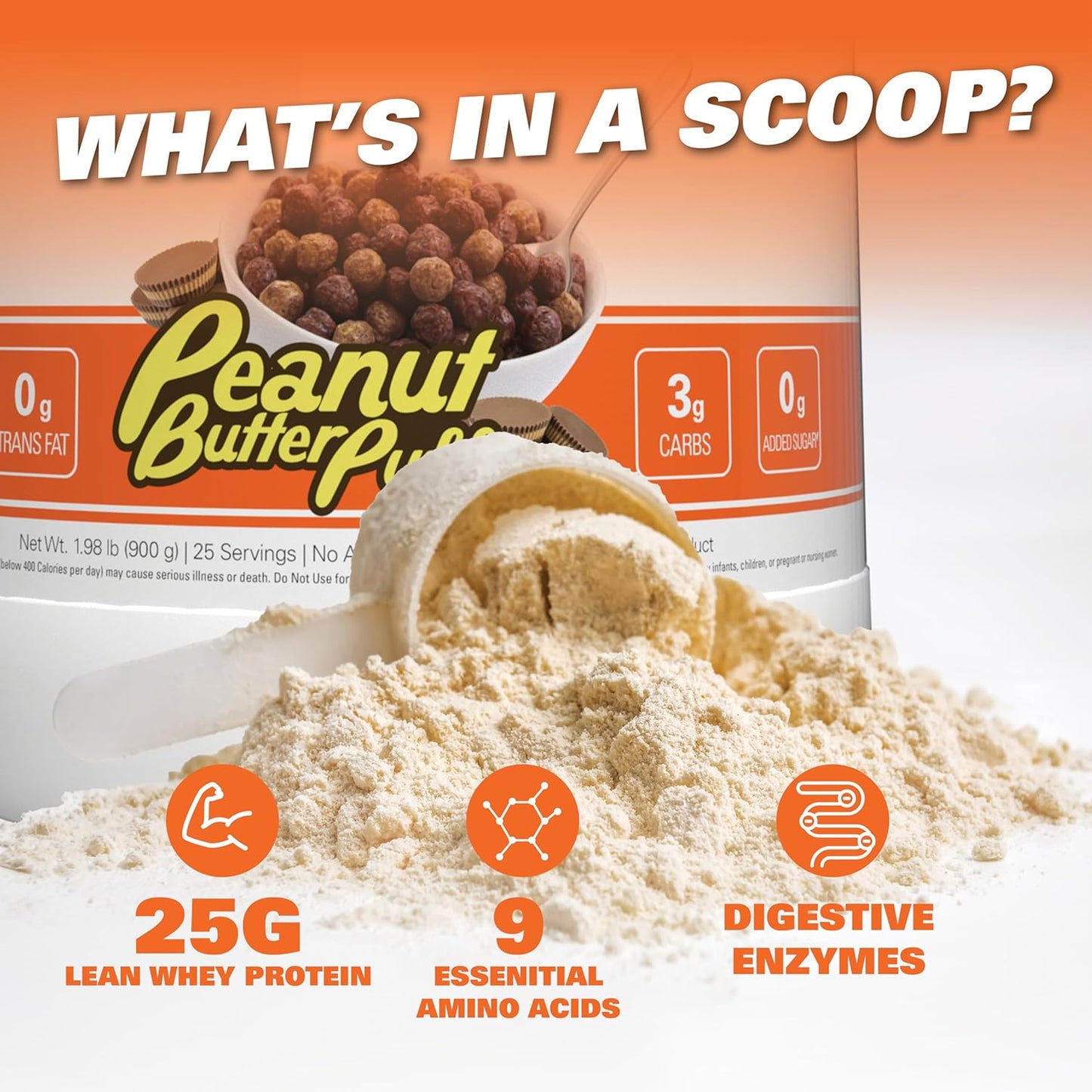 EHP Labs OxyWhey Peanut Butter Puffs Protein Powder - 25 Servings, Whey Isolate, Sugar-Free Meal Replacement Shake