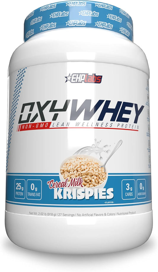 EHP Labs OxyWhey Whey Protein Isolate Shake - 25g Protein, Meal Replacement, Post Workout, Non-GMO - 25 Servings (Cereal Milk Krispies)