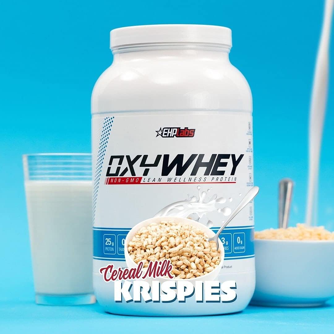 EHP Labs OxyWhey Whey Protein Isolate Shake - 25g Protein, Meal Replacement, Post Workout, Non-GMO - 25 Servings (Cereal Milk Krispies)