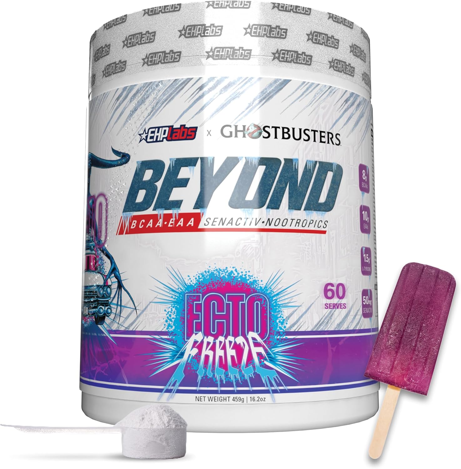 EHP Labs x Ghostbusters Beyond BCAA Powder: Sugar-Free Amino Acids Supplement for Muscle Recovery - Ecto Freeze Flavor - 60 Servings