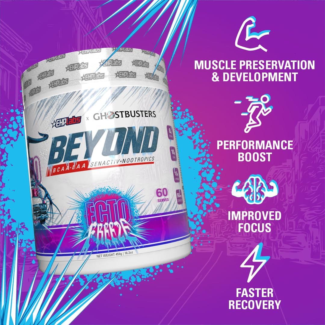 EHP Labs x Ghostbusters Beyond BCAA Powder: Sugar-Free Amino Acids Supplement for Muscle Recovery - Ecto Freeze Flavor - 60 Servings