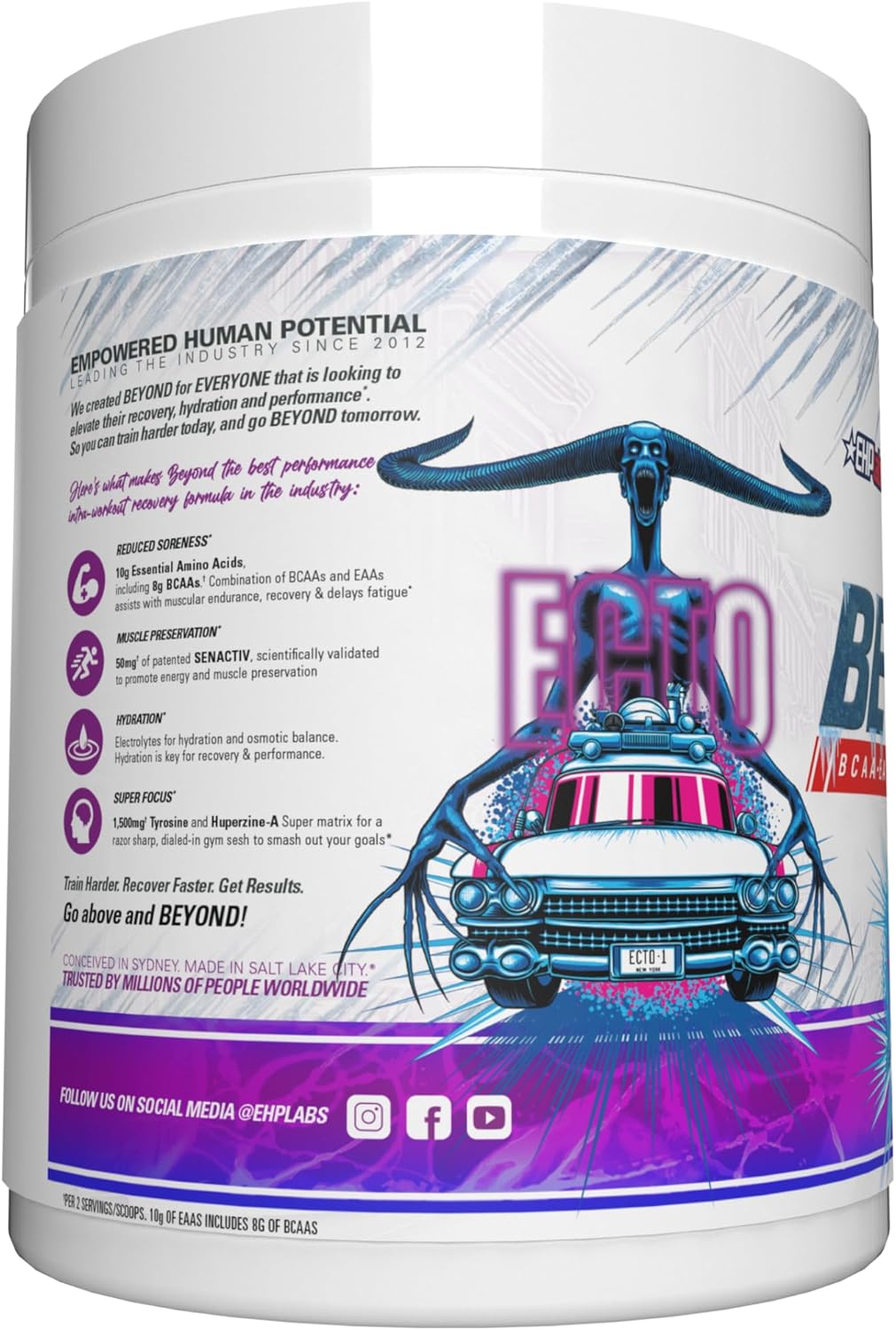 EHP Labs x Ghostbusters Beyond BCAA Powder: Sugar-Free Amino Acids Supplement for Muscle Recovery - Ecto Freeze Flavor - 60 Servings