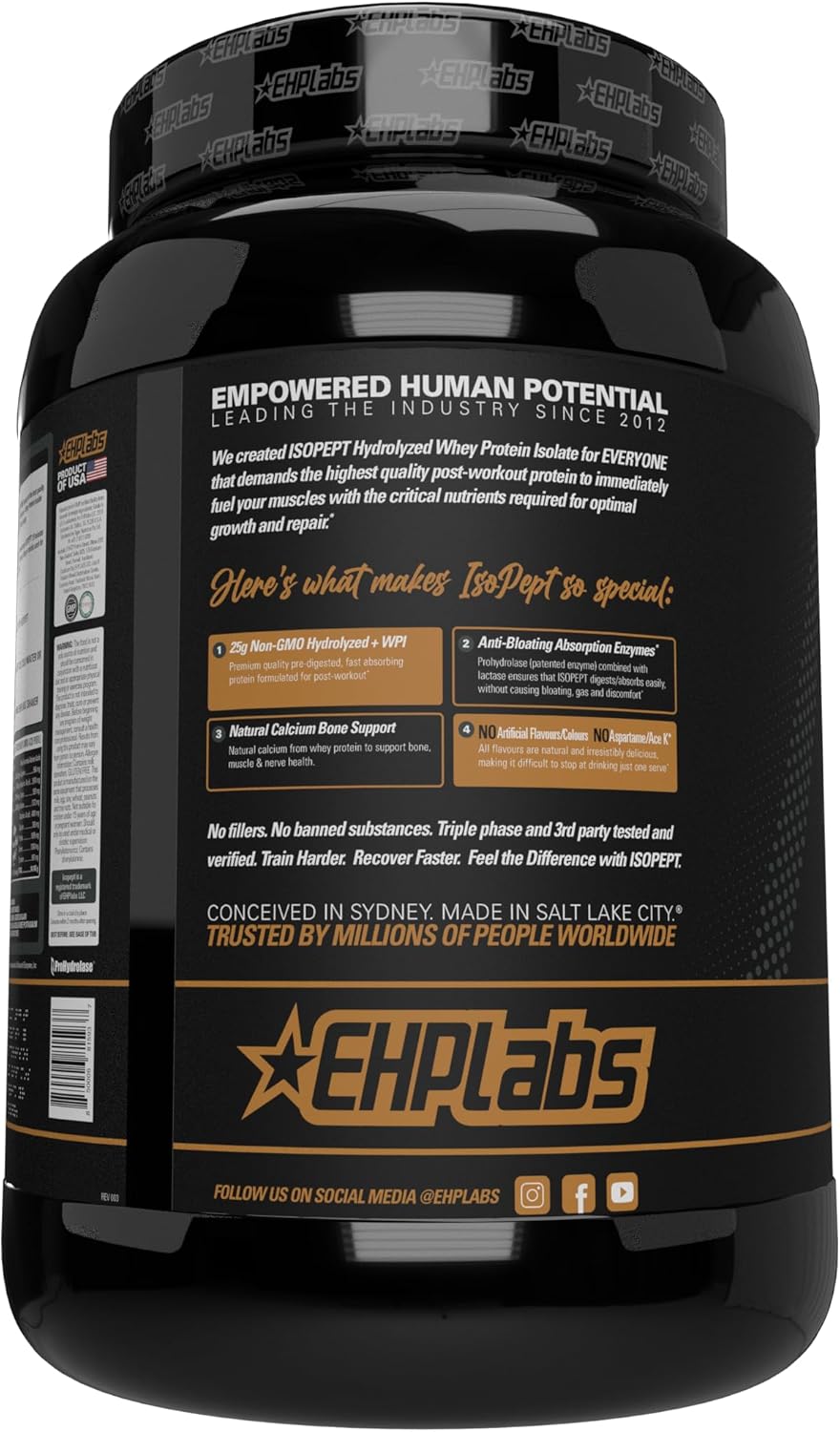 EHPlabs IsoPept Hydrolyzed Whey Protein Powder - Strawberry Milkshake Flavor, 27g Protein, Fast Absorption, Gluten-Free, Non-GMO - 27 Servings