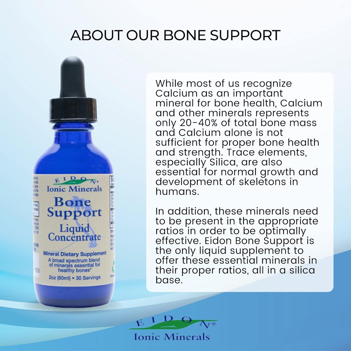 Eidon Ionic Minerals Bone Support Liquid Supplement - Trace Mineral Drops for Bone Health - 2 oz