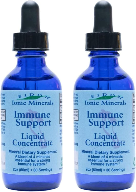 Eidon Ionic Minerals Immune Support Liquid Concentrate - Zinc & Selenium Drops for Strong Immune System - 2 oz (2 Pack)