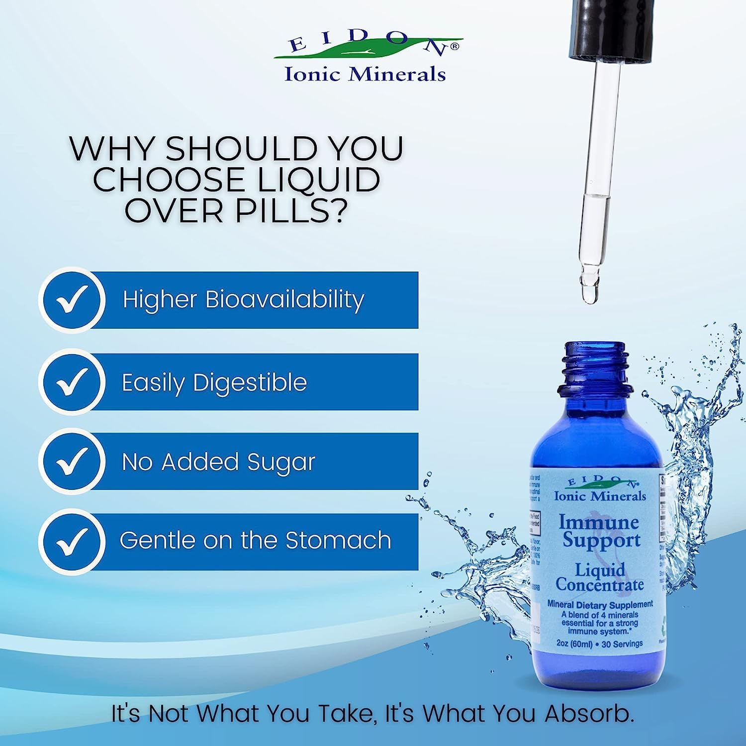 Eidon Ionic Minerals Immune Support Liquid Concentrate - Zinc & Selenium Drops for Strong Immune System - 2 oz (2 Pack)