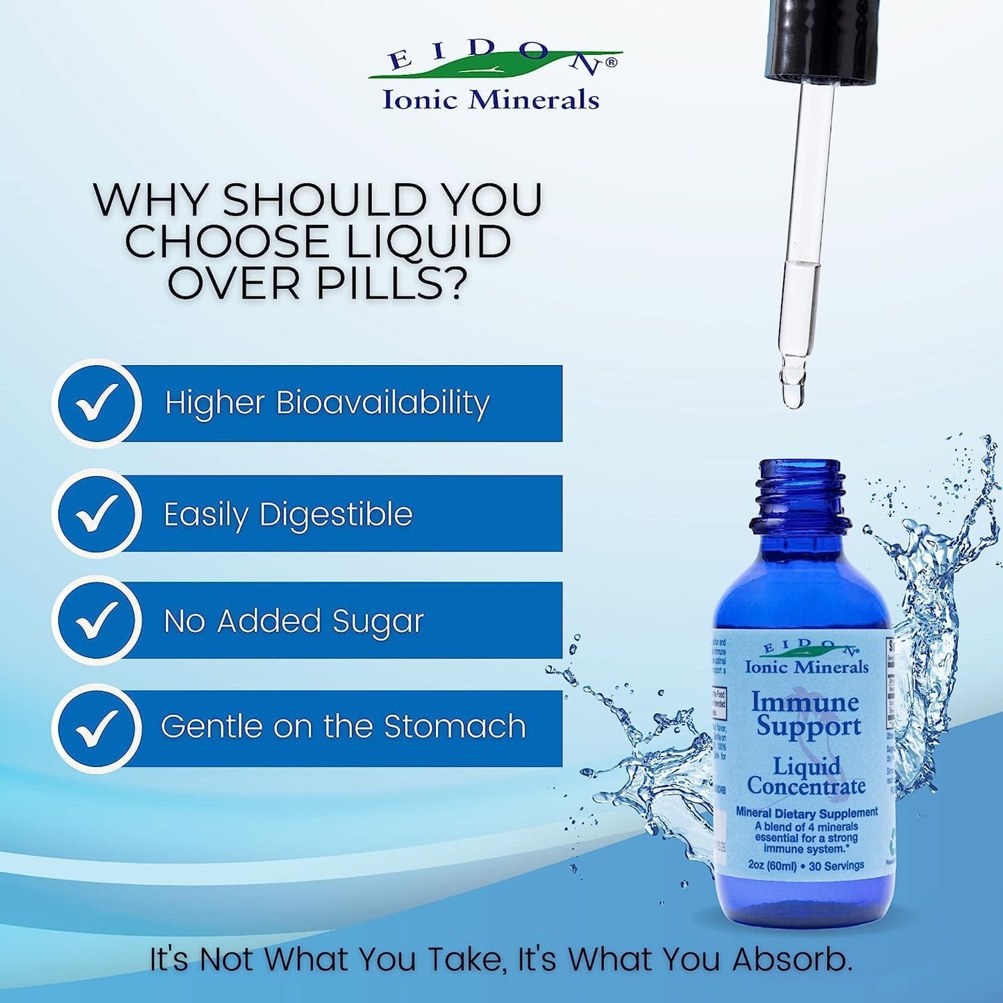 Eidon Ionic Minerals Immune Support Liquid Concentrate - Zinc & Selenium Drops for Strong Immune System - 2 oz (2 Pack)