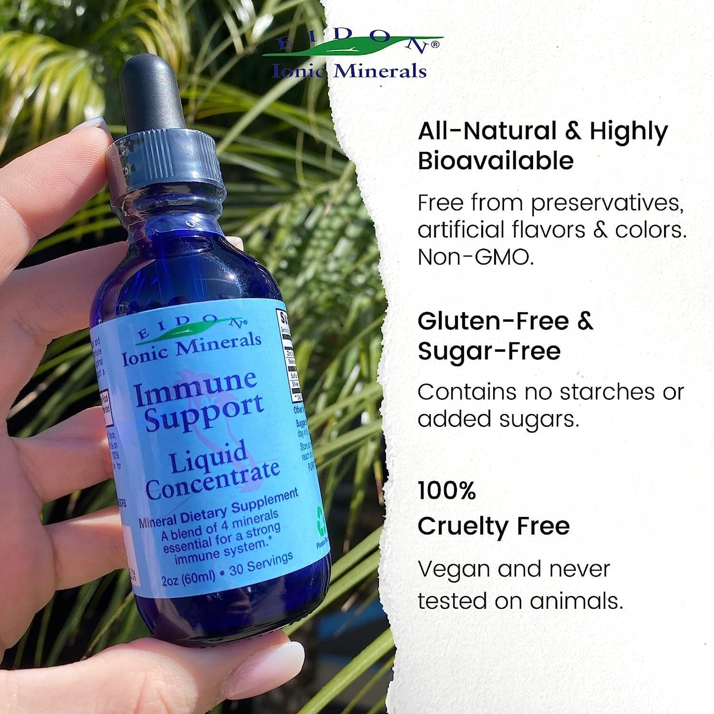 Eidon Ionic Minerals Immune Support Liquid Concentrate - Zinc & Selenium Drops for Strong Immune System - 2 oz (2 Pack)