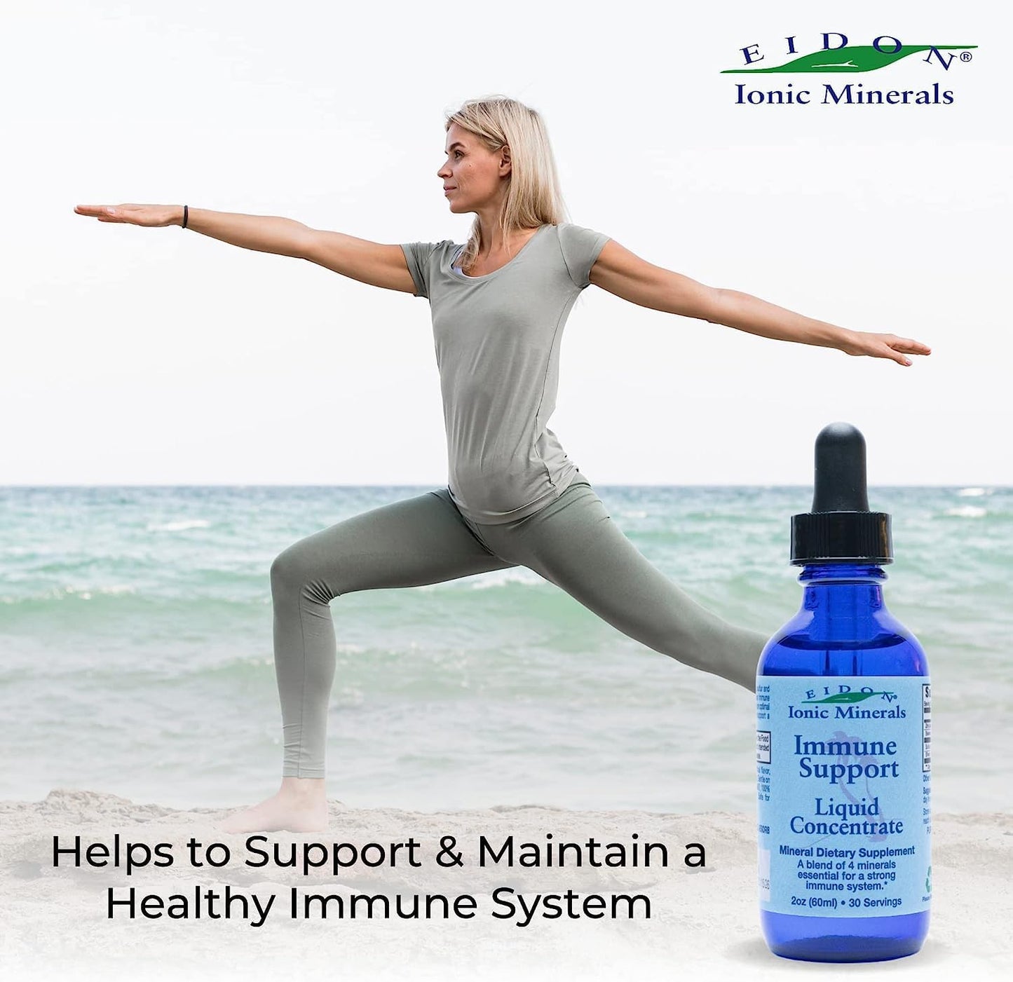 Eidon Ionic Minerals Immune Support Liquid Concentrate - Zinc & Selenium Drops for Strong Immune System - 2 oz (2 Pack)