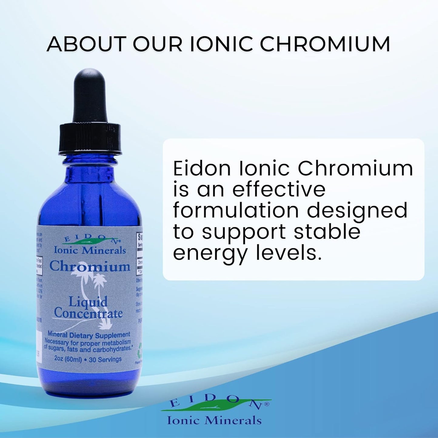 Eidon Ionic Minerals Liquid Chromium Concentrate - Natural Chromium Supplement Drops for Energy Support - 2 oz