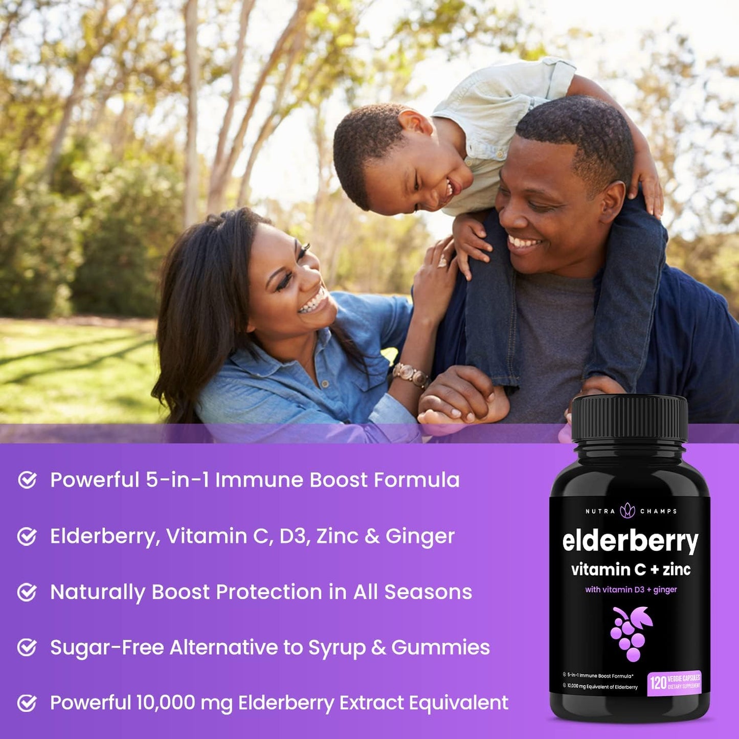 Elderberry and Immune Boost Bundle - NutraChamps (2-Pack) for Immune Support