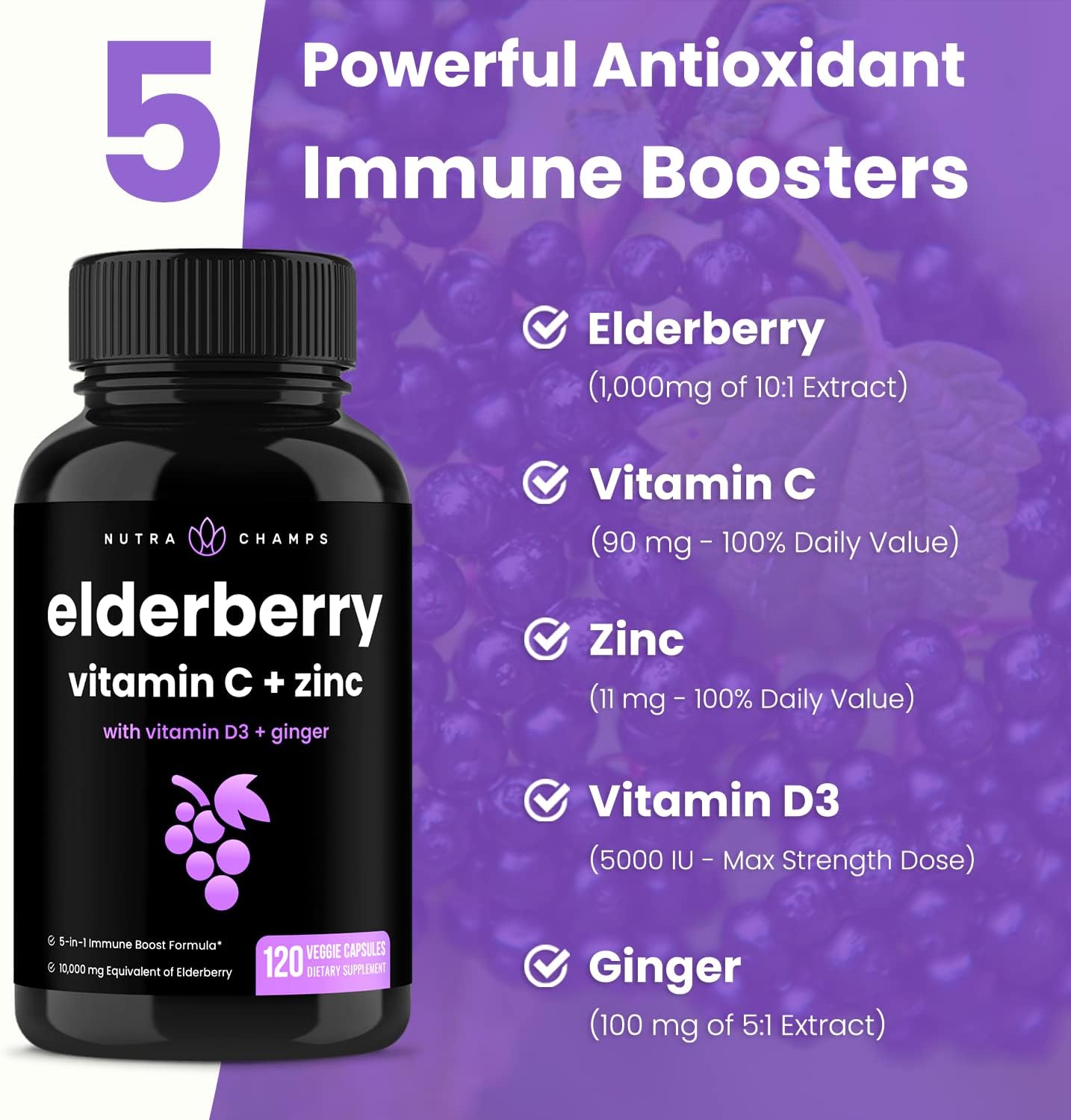 Elderberry and Immune Boost Bundle - NutraChamps (2-Pack) for Immune Support