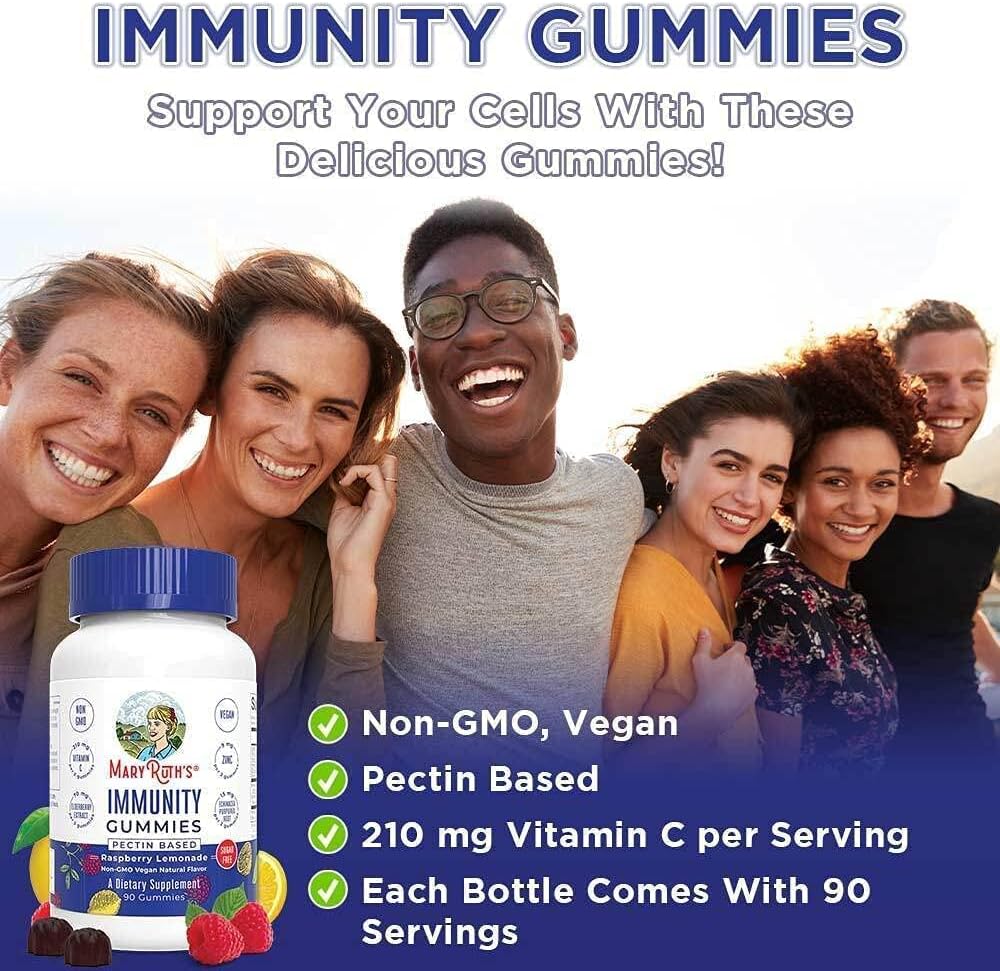 Elderberry and Vitamin C Gummies Bundle for Immune Support - Vegan Formula for Adults & Kids, Sugar-Free & Organic