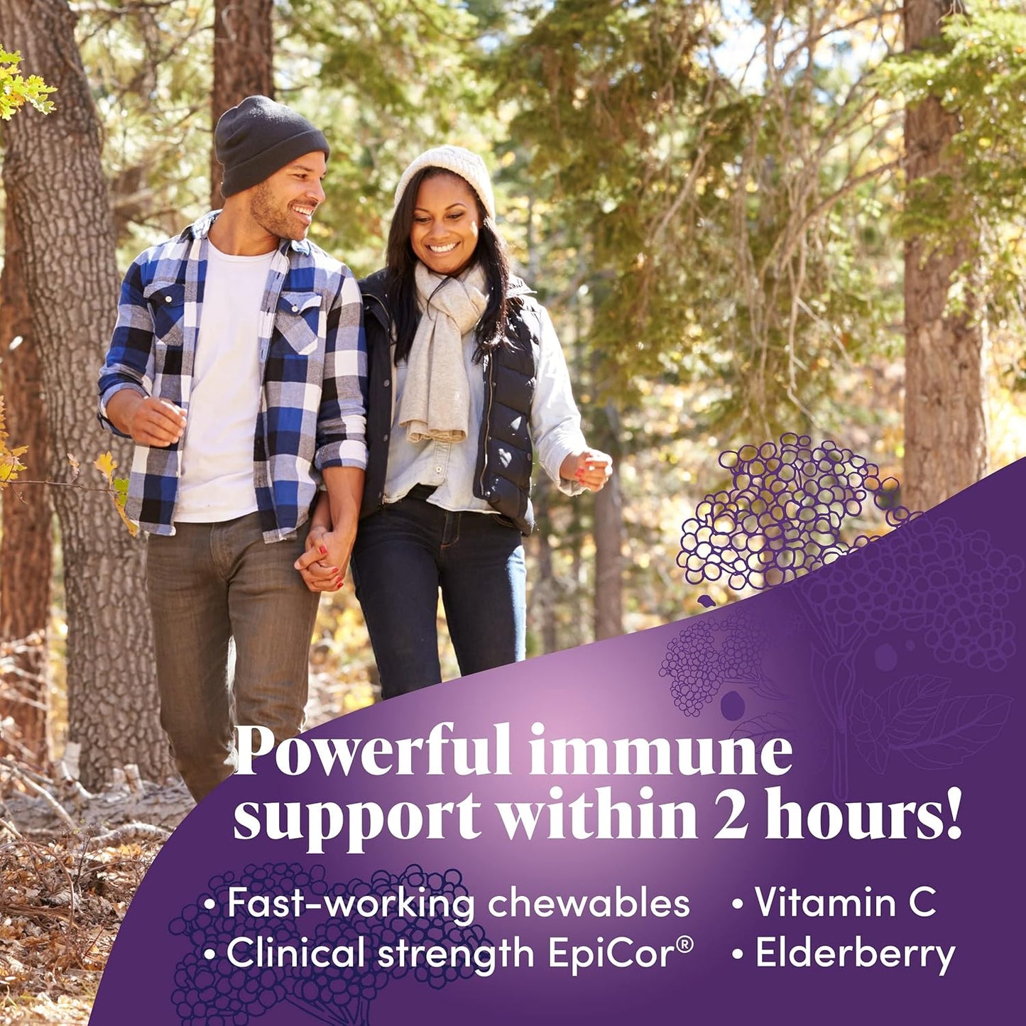 Elderberry Chews with EpiCor & Vitamin C for Immune Support - 30 Tablets, 10 Servings