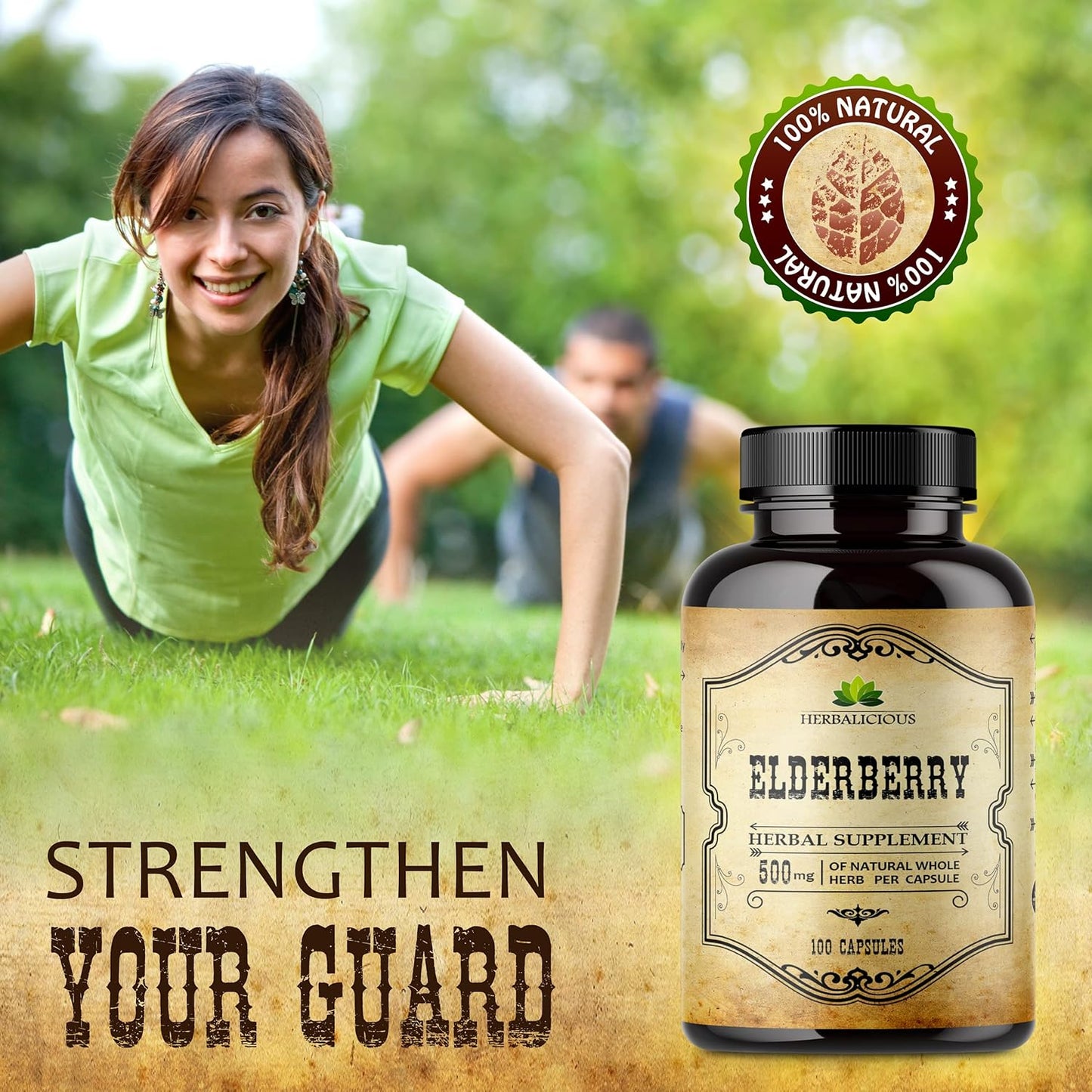 Elderberry Extract Capsules - Natural Herbal Supplement for Digestive Health & Immune Support - Antioxidant & Vitamin C - 100 Count