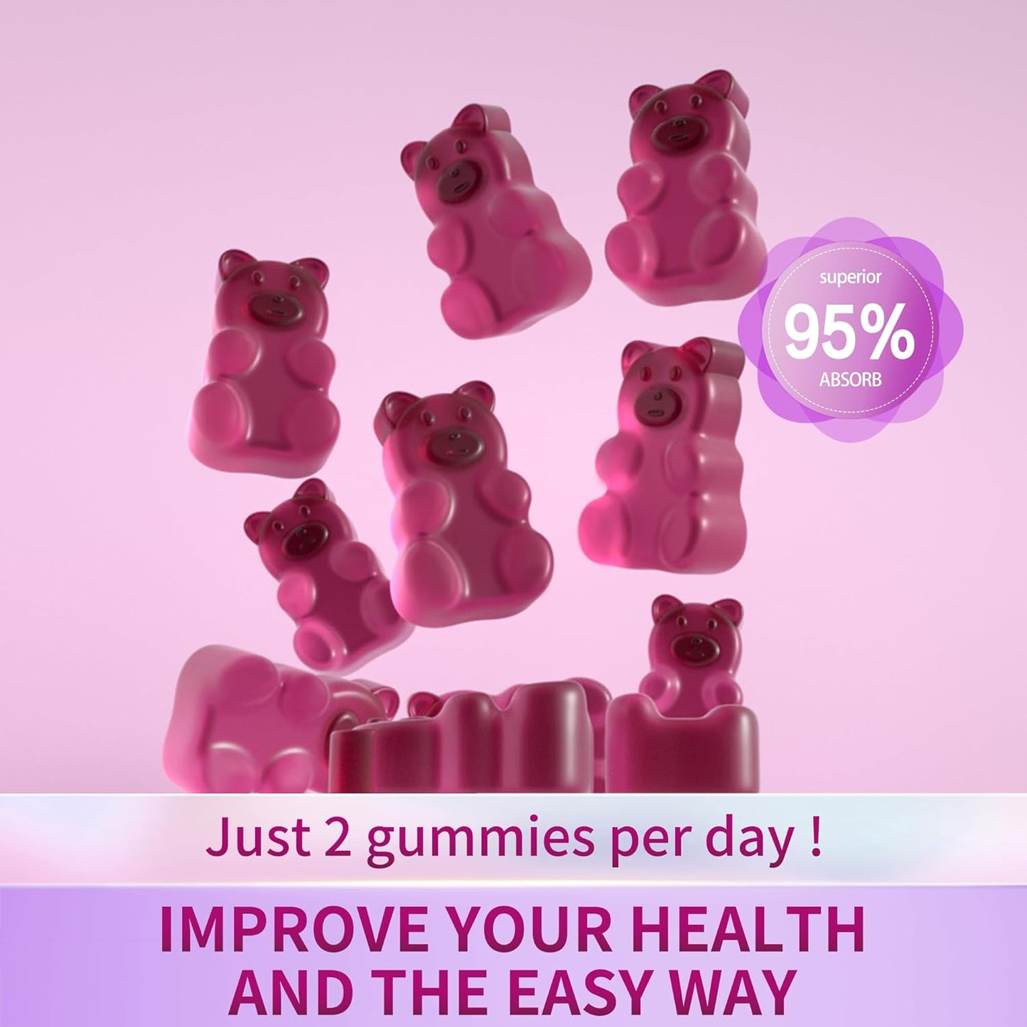 Elderberry Flavored Glucosamine Chondroitin Gummies with MSM for Joint & Immune Support - 180 Count for Men & Women