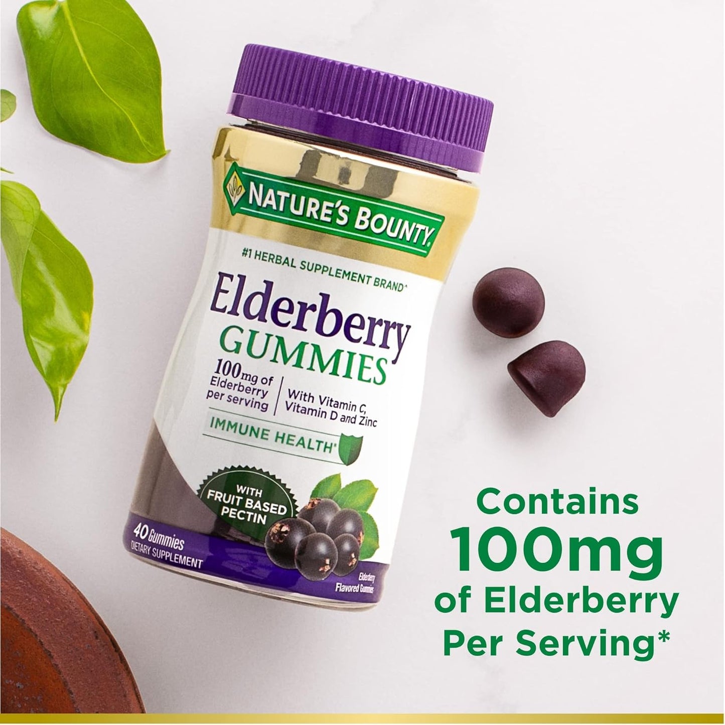 Elderberry Gummies for Immune Support with Vitamins A, C, D, E, Zinc - 80 Gummies