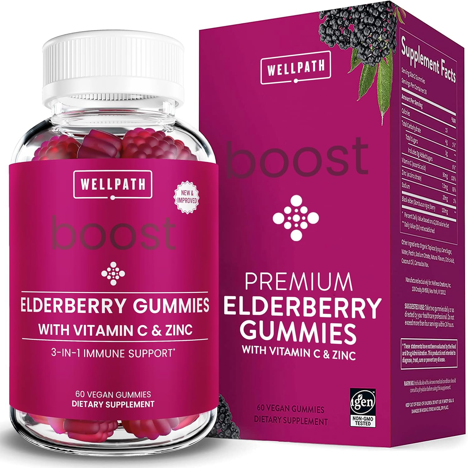 Elderberry Gummies with Zinc and Beet Root - 60 Ct Each by WellPath Boost
