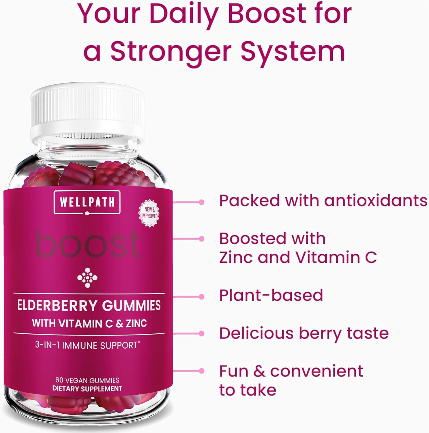Elderberry Gummies with Zinc and Beet Root - 60 Ct Each by WellPath Boost