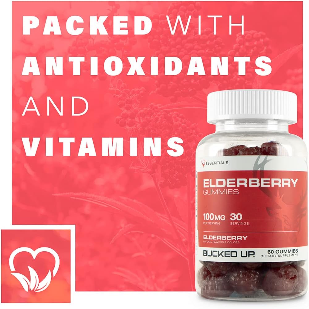 Elderberry Gummies with Zinc and Vitamin C - 60 Gummies, 100mg - Boost Your Immune System!