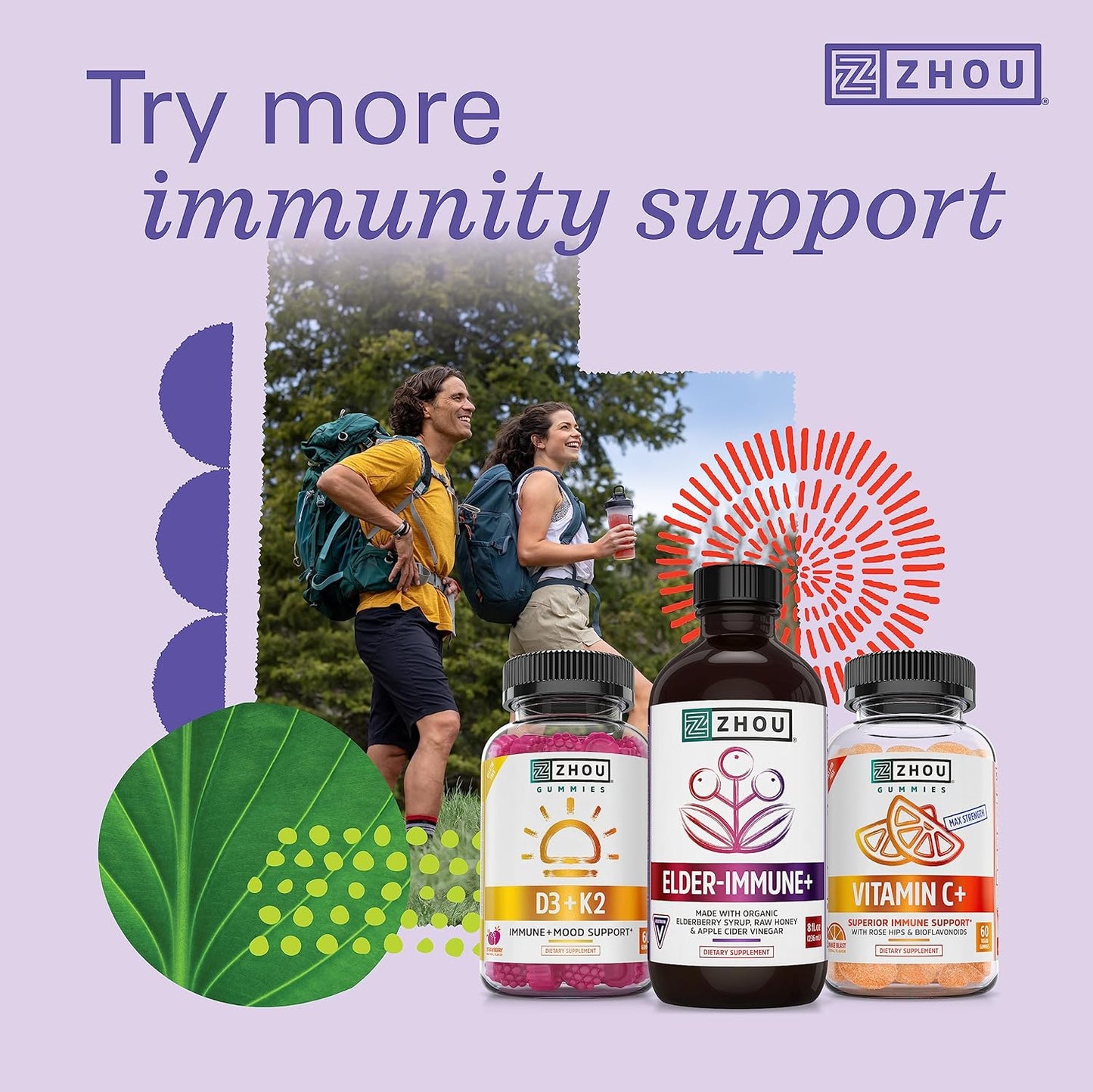 Elderberry Gummies with Zinc, Vitamin C for Kids & Adults - Immune Support, Antioxidants - Vegan, Gluten Free - 30 Servings