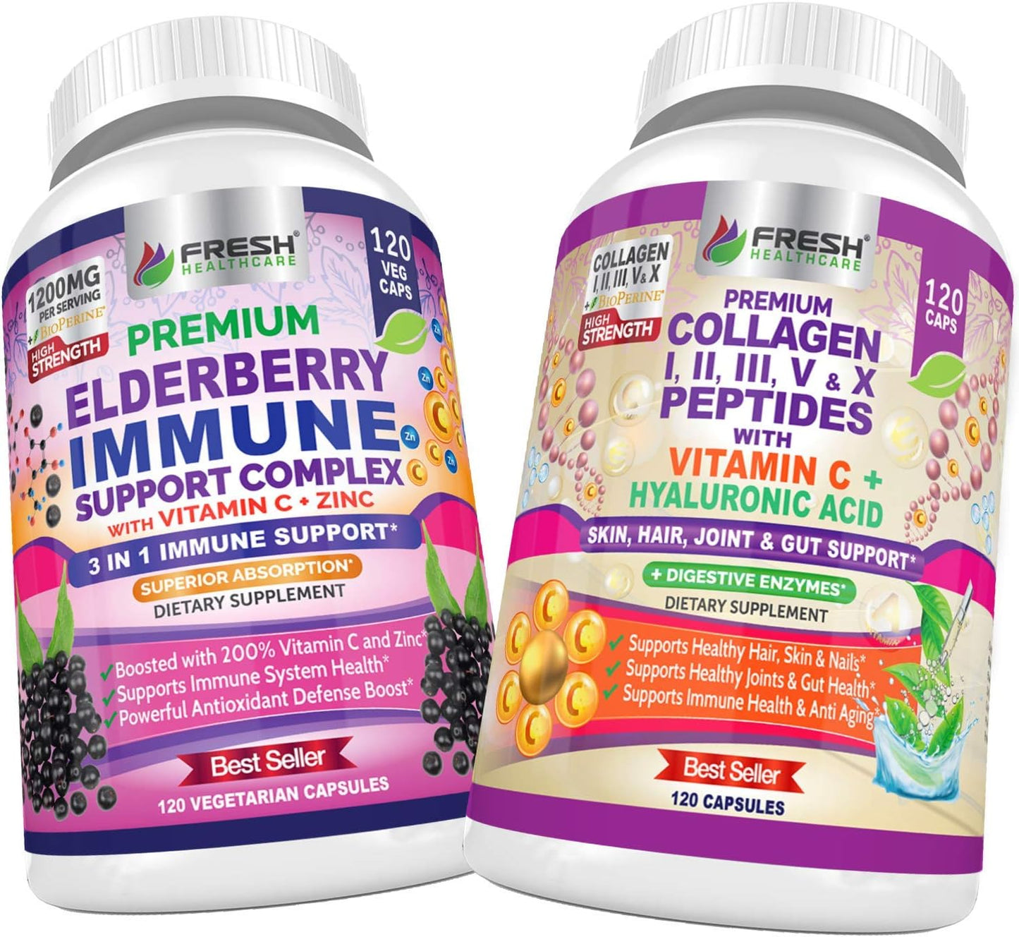Elderberry Immune Support and Multi Collagen Peptides Bundle for Optimizing Health