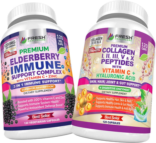 Elderberry Immune Support and Multi Collagen Peptides Bundle for Optimizing Health
