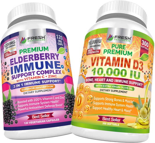 Elderberry Immune Support and Vitamin D3 Bundle - Boost Your Health with FRESH HEALTHCARE
