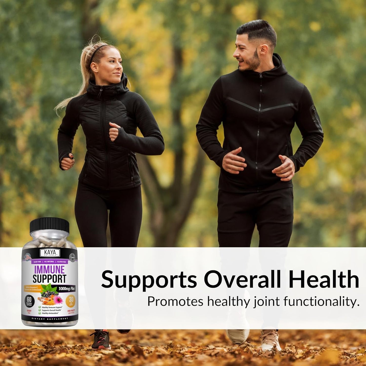 Elderberry Immune Support Capsules with Zinc, Vitamin C, Probiotics, and Turmeric - 60 Count