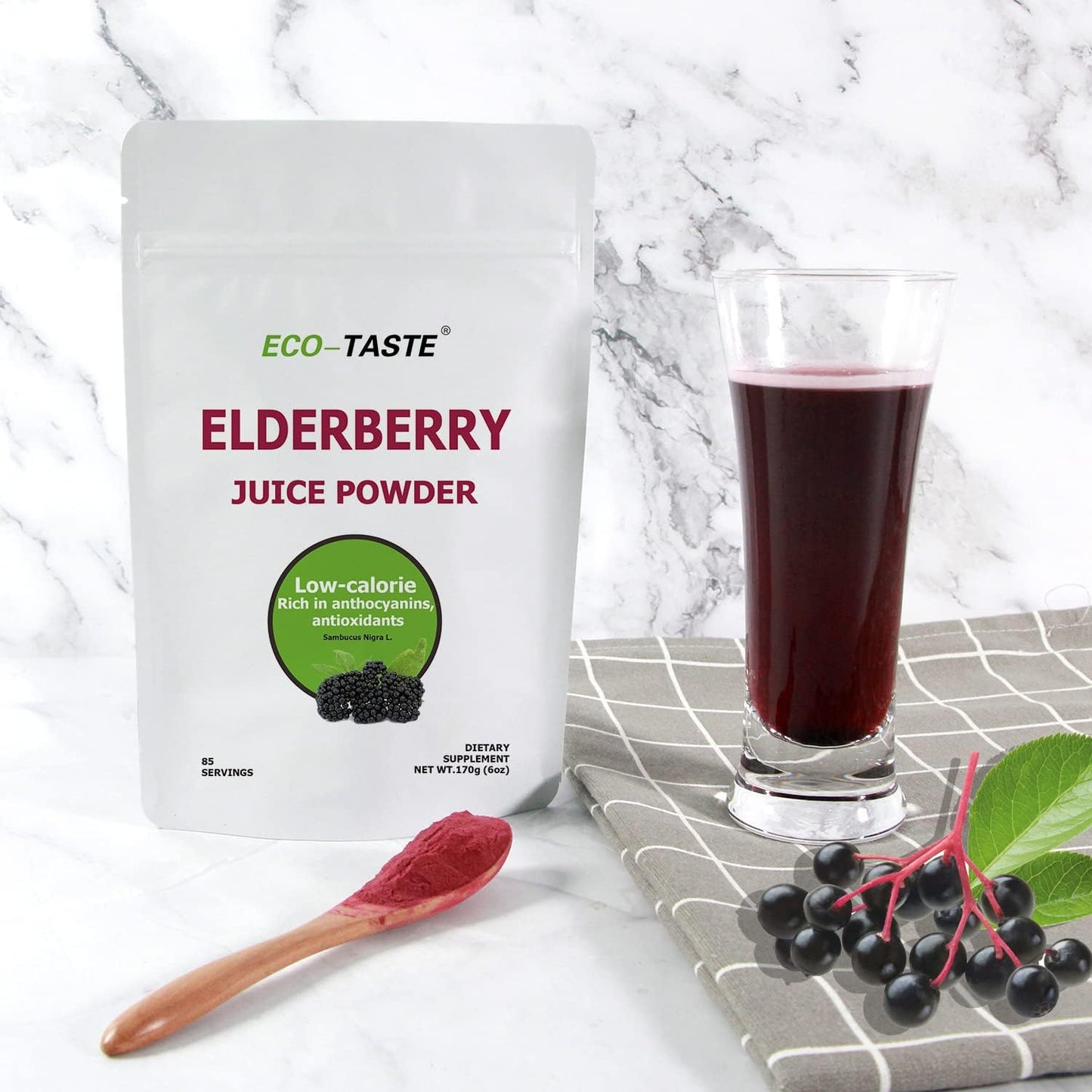 Elderberry Juice Powder 170g - Non GMO, Vegan, Supports Immune System