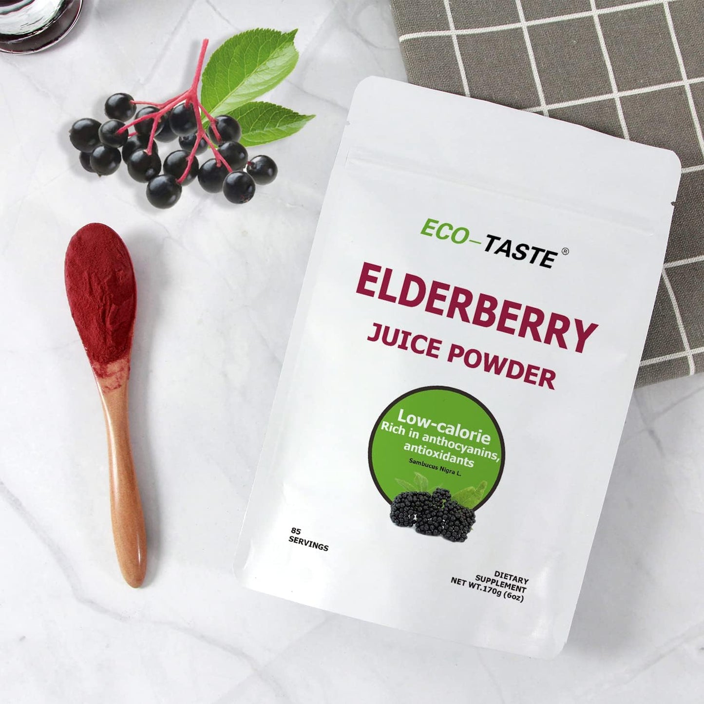 Elderberry Juice Powder 170g - Non GMO, Vegan, Supports Immune System